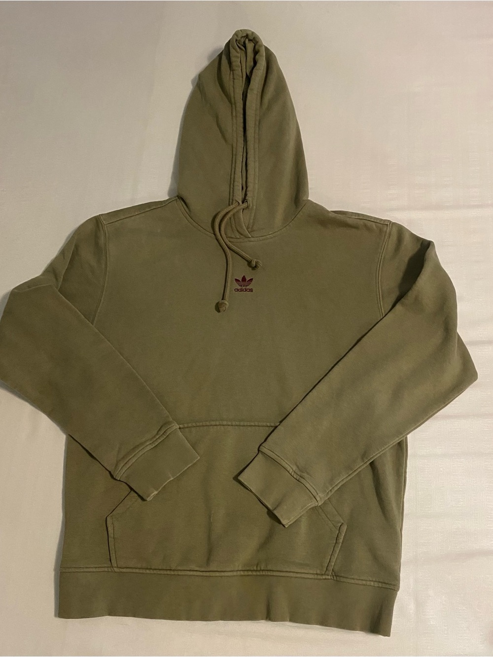 adidas Olive Green Crewneck Hoodie with Trefoil Logo